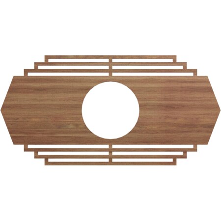 Ekena Millwork Chrysler Wood Fretwork Pierced Ceiling Medallion, Walnut, 24"W x 12"H x 6 1/4"ID x 1/4"T CMWP24X12X0250CSWA